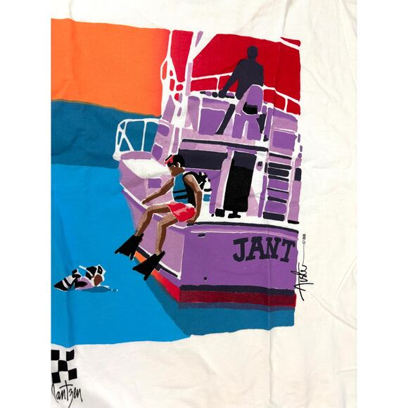 VTG Boat Scuba Diving Jantzen T-shirt Large USA Made Single Stitch 1980s - Picture 14 of 16